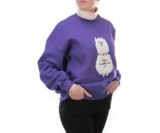 D-5627 Толстовка с высоким горлом (27% хлопок, 70% полиэстер, 3% вискоза) размер оверсайз 46-48-50