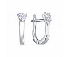 Серьги с фианитом родированные серебро 925* 11-0952