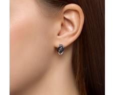 2013 Серьги с фианитом "черный" родированные серебро 925*