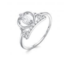 Кольцо с фианитом родированное серебро 925* 10-0423