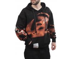 2626 BLACK/ORANGE Толстовка мужская (75% хлопок, 20% полиэстер, 5% спандекс)