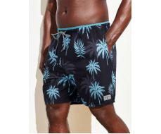 Manfinity Swimmode Men's Plus Size Coconut Tree Print Beach Shorts With Diagonal Pockets