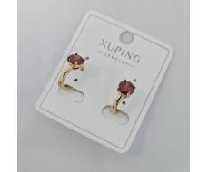 Серьги коллекция Xuping покрытие позолота вставка фианит цвет красный