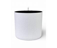 Кашпо для цветов «Фасет», 29 л, d=36 см, h=33 см, пластиковое, с автополивом, со вставкой, белое