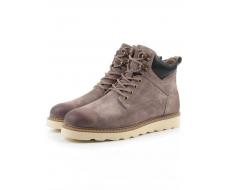 05-H50119M-3 GRAY/BROWN Ботинки зимние мужские (натуральная кожа, натуральный мех)