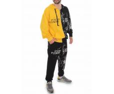 2630/7349 BLACK/YELLOW Костюм спортивный мужской (75% хлопок, 20% полиэстер, 5% спандекс)