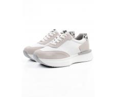 03-YG497-1 WHITE/GREY Кроссовки женские (натуральная кожа)