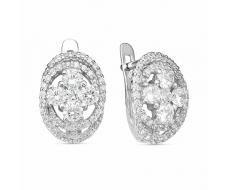 Серьги с фианитом родированные серебро 925* 11-0739