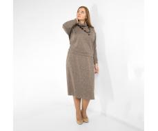 Костюм, трикотаж, туника, юбка, бежевый#2130/009-028-452/Бежевый