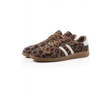 03-270-6PC LT. BROWN/LEOPARD Кеды женские (натуральная кожа)
