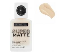 RELOVE BY REVOLUTION Тональная основа и консилер 2 в 1 Supermatte 2 in 1 Foundation & Concealer, F1, 24 мл