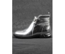 01-B48B-87C GREY/SILVER Ботинки демисезонные женские (натуральная кожа, байка)