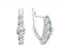 Серьги с фианитом родированные серебро 925* 11-0208