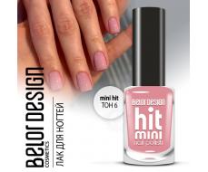 BelorDesign Лак для ногтей Mini HIT тон 006 розовый лепесток 6мл