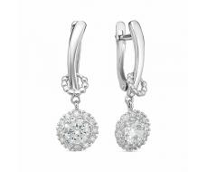 Серьги с фианитом родированные серебро 925* 11-0732