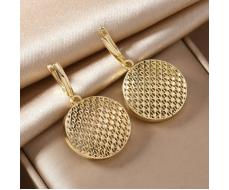 Серьги подвески крупные ювелирная бижутерия Итальянское золото покрытие желтое 14к