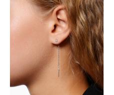 Серьги с фианитом родированные серебро 925* 12-2418