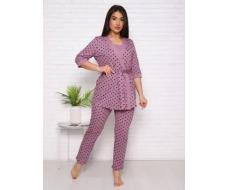 Нежность(лиловый) пеньюар+топ+брюки