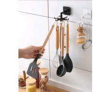 Крючок самоклеящийся 1pc Plastic Holder For Kitchen Utensils, 360 Degree Rotating Folding Hook With Self-Adhesive Glue, No Punching Multifunctional Hook, Bathroom Kitchen Accessories