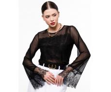 Лонгслив из сетки с кружевом LR001