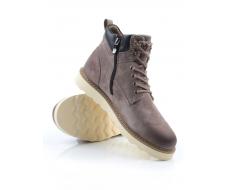 05-H50119M-3 GRAY/BROWN Ботинки зимние мужские (натуральная кожа, натуральный мех)