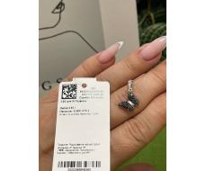 Подвеска из родированного серебра с чёрной шпинелью и чёрным родием - Бабочка 3-001рч416