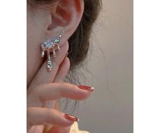 1pair Women's Unique Liquid Flowing Lava Diamond Shaped Dangle Earrings