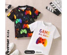 2 шт SHEIN Toddler Boys' Colorful Letter Print Short Sleeve 2pcs/Set T-Shirt For Summer