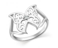 Кольцо с фианитом родированное серебро 925* 10-0172