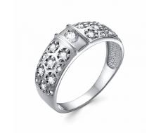 Кольцо с фианитом родированное серебро 925* 10-0820