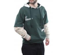 2702 GREEN/BEIGE Толстовка мужская (75% хлопок, 20% полиэстер, 5% спандекс)