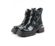 01-D1-8070 DK. GREEN Ботинки демисезонные женские (натуральная кожа, байка)