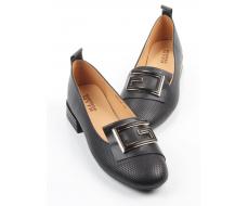 06-M47-56 BLACK Туфли женские на широкую ногу (натуральная кожа)