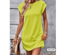 SHEIN LUNE Solid Batwing Sleeve Tunic Dress SKU: sz2307038344521501