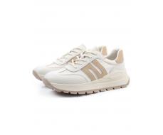 03-WG040-2M MILK/BEIGE Кроссовки демисезонные женские (натуральная кожа)