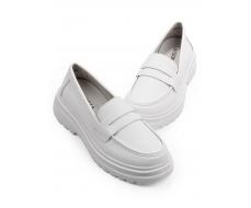 03-YG99-1 WHITE Лоферы женские (натуральная кожа)