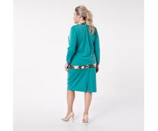 Костюм, текстиль, жакет, юбка, бирюзовый#572/009-005-224/Бирюзовый