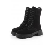 04-PAX86-3Z BLACK Ботинки зимние женские (натуральная замша, 100% шерсть)
