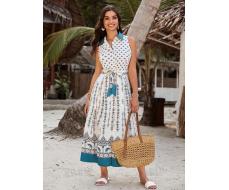 Женское платье-рубашка без рукавов с цветочным принтом в стиле летних каникул SHEIN VCAY АРТИКУЛ: sz2401042949882824