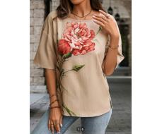 Vacation Trendy Retro Cotton Linen Flower Printed Shirt