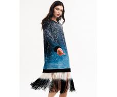 Платье-свитшот с бахромой и стразами PSS001
