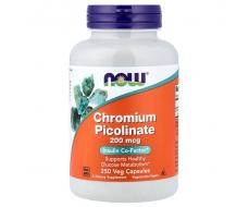 Пиколинат хрома 200 мкг, 250 вегетарианских капсул, поддержка глюкозного обмена и метаболизма