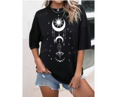 SHEIN Essnce Sun Moon Stars & Eye Printed T-Shirt SKU: sz2402038489400224