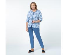 Костюм, трикотаж, блуза, брюки, индиго#1012/009-002-534/Индиго