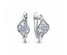 Серьги с фианитом родированные серебро 925* 11-0678