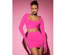 Комплект SHEIN BAE One Piece Women Outfit Two Piece Set Club Women Outfits Pink Mini Bodycon Summer