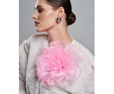 Большая брошь роза из органзы