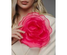Большая брошь роза из органзы