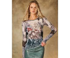 Лонгслив из сетки с принтом 457.4.15