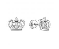 Серьги с фианитом родированные серебро 925* 12-0423